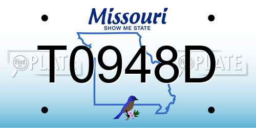 T0948D Missouri License Plate