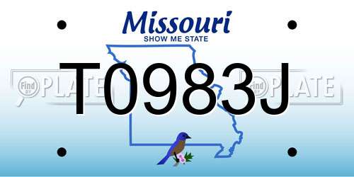 T0983J Missouri License Plate