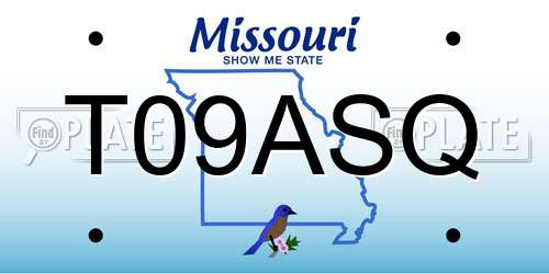T09ASQ Missouri License Plate