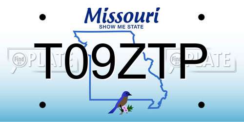 T09ZTP Missouri License Plate