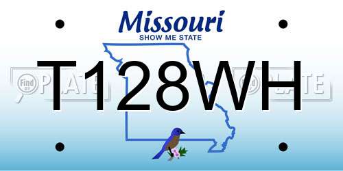 T128WH Missouri License Plate