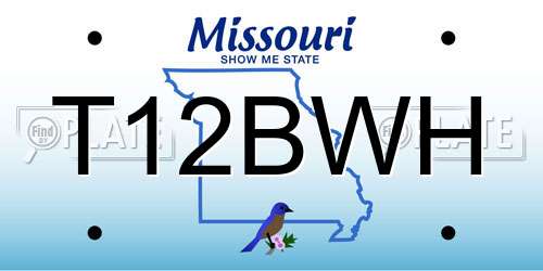 T12BWH Missouri License Plate