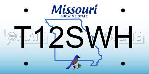 T12SWH Missouri License Plate