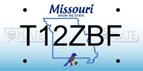 T12ZBF Missouri License Plate