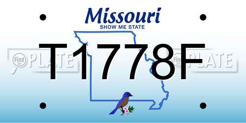 T1778F Missouri License Plate