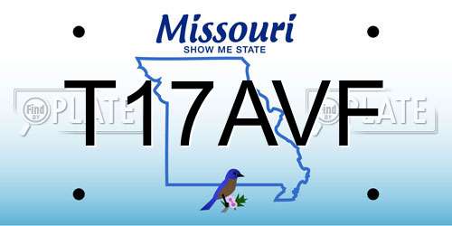 T17AVF Missouri License Plate