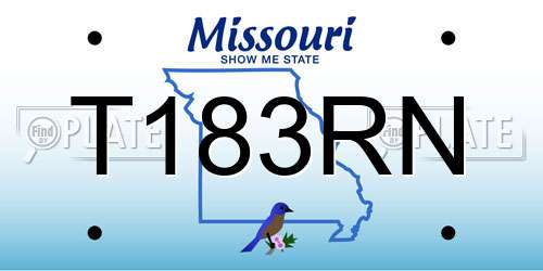 T183RN Missouri License Plate