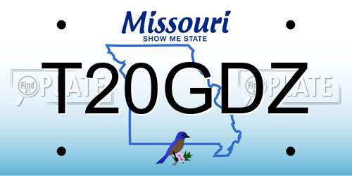T20GDZ Missouri License Plate
