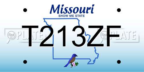 T213ZF Missouri License Plate