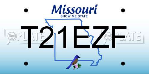 T21EZF Missouri License Plate