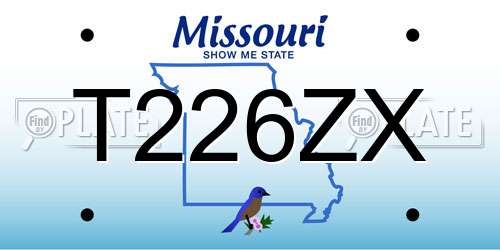 T226ZX Missouri License Plate