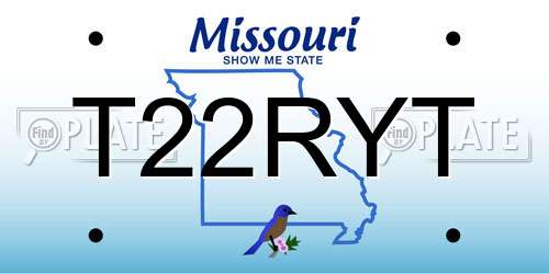T22RYT Missouri License Plate