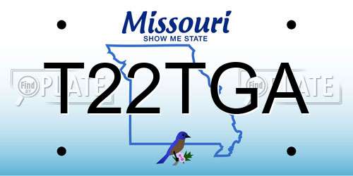T22TGA Missouri License Plate