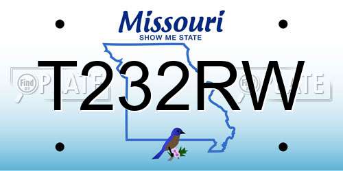 T232RW Missouri License Plate