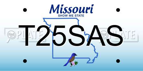 T25SAS Missouri License Plate