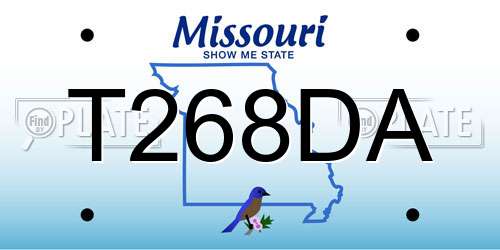T268DA Missouri License Plate