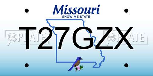 T27GZX Missouri License Plate