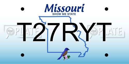T27RYT Missouri License Plate