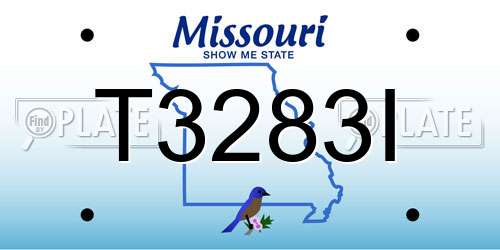 T3283I Missouri License Plate