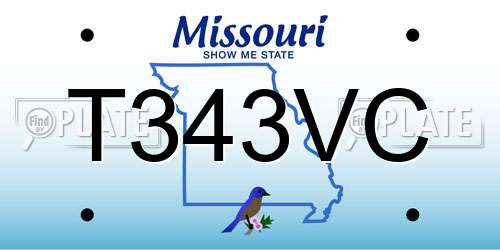 T343VC Missouri License Plate