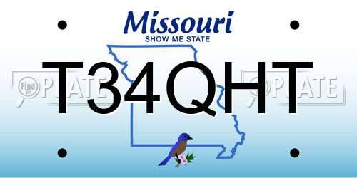 T34QHT Missouri License Plate