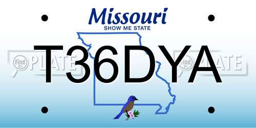 T36DYA Missouri License Plate