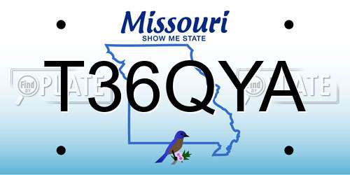 T36QYA Missouri License Plate