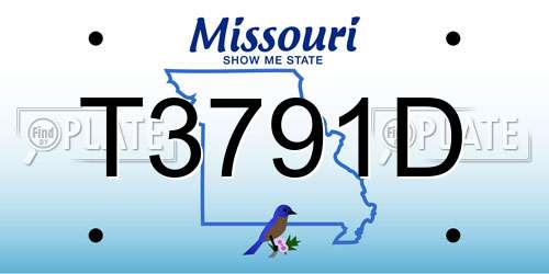 T3791D Missouri License Plate