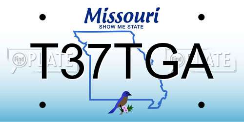 T37TGA Missouri License Plate