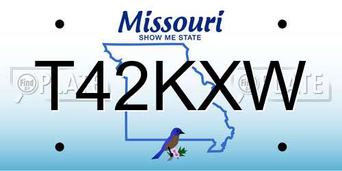 T42KXW Missouri License Plate