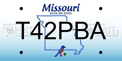 T42PBA Missouri License Plate