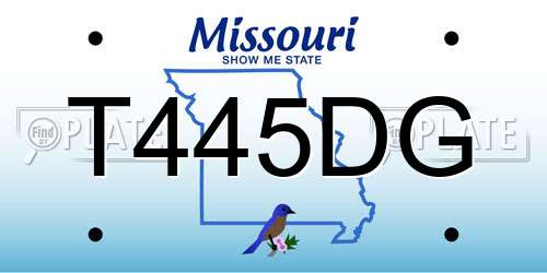 T445DG Missouri License Plate