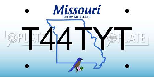T44TYT Missouri License Plate