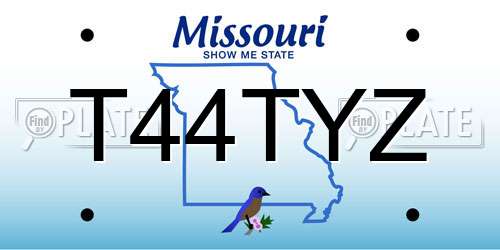 T44TYZ Missouri License Plate