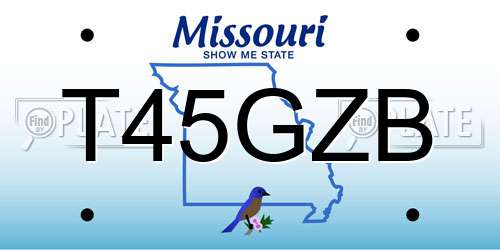 T45GZB Missouri License Plate