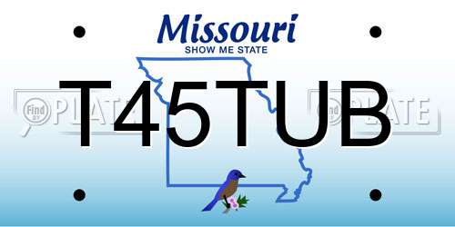 T45TUB Missouri License Plate