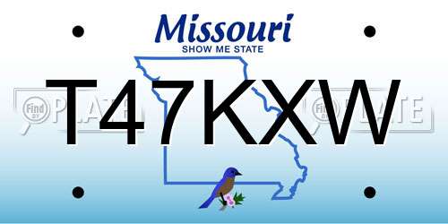 T47KXW Missouri License Plate
