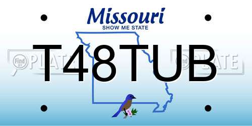 T48TUB Missouri License Plate
