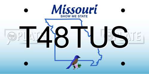 T48TUS Missouri License Plate