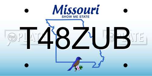 T48ZUB Missouri License Plate