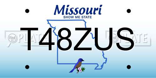 T48ZUS Missouri License Plate