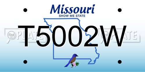 T5002W Missouri License Plate