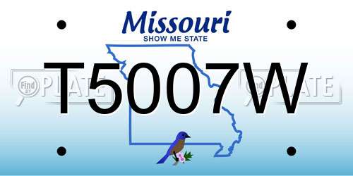 T5007W Missouri License Plate