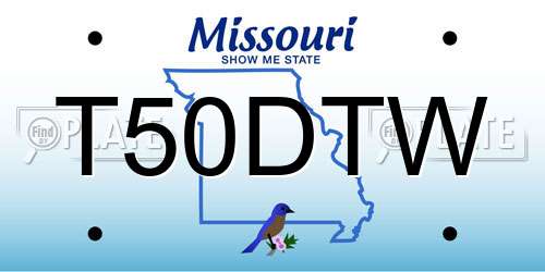 T50DTW Missouri License Plate