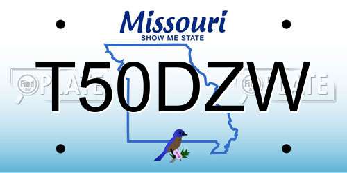 T50DZW Missouri License Plate
