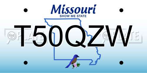 T50QZW Missouri License Plate