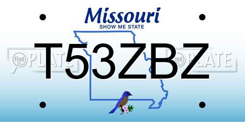 T53ZBZ Missouri License Plate