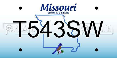 T543SW Missouri License Plate