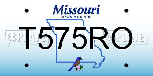 T575RO Missouri License Plate
