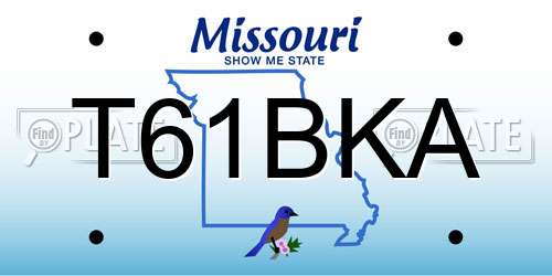 T61BKA Missouri License Plate